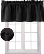 Hiasan Black Valance Curtains Blackout Rod Pocket Window Curtain Valances For Kitchen, 42 X 12 Inches Length, 1 Panel