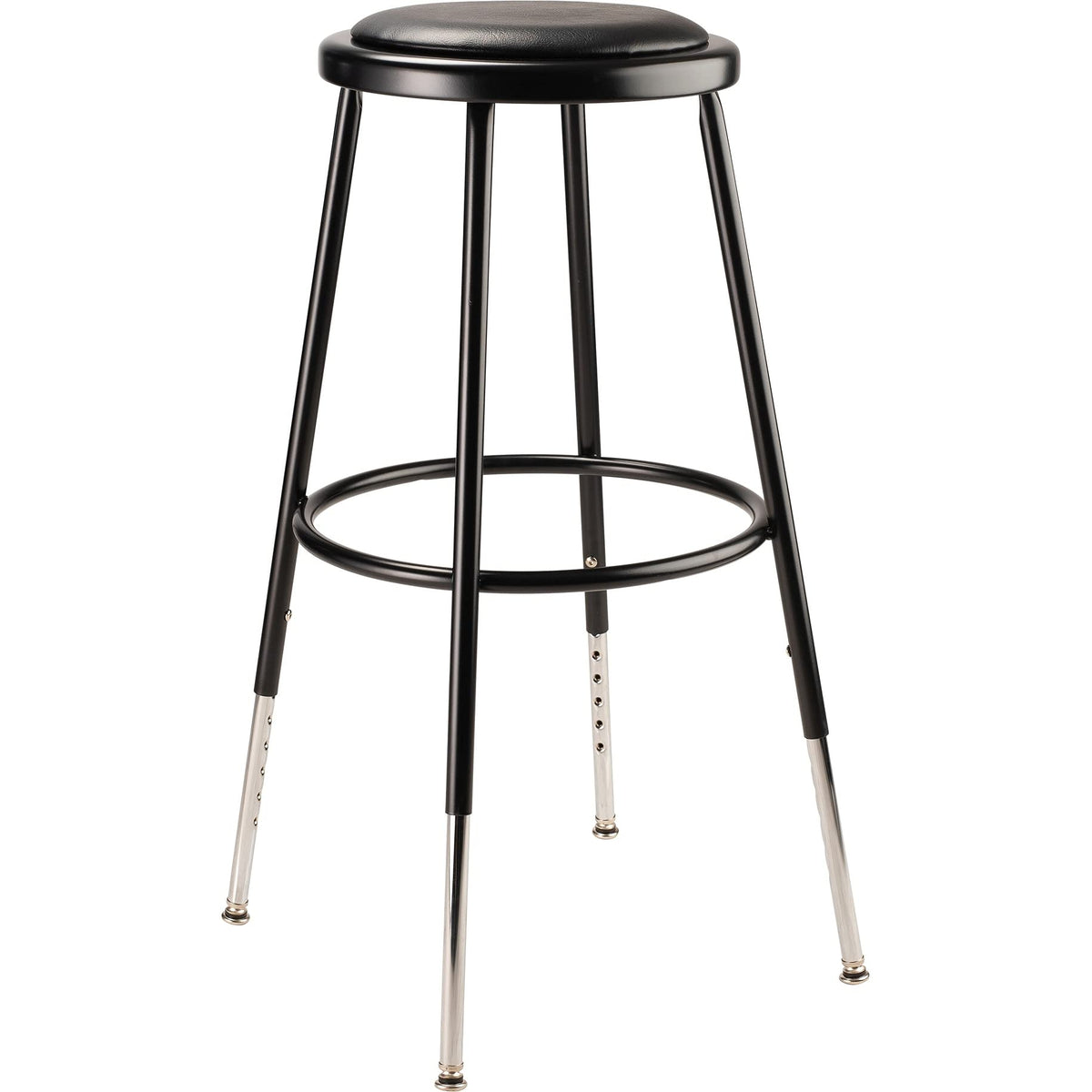 National Public Seating, 30.5 -38.5in.H Adjust Vinyl Steel Stool, Primary Color Black, Included (qty.) 1, Seating Type Office Stool, Model# 6430H-10