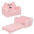 Momcaywex Kids Chairs For Toddler, 2-In-1 Toddler Soft Sherpa Couch Fold Out, Convertible Sofa To Lounger For Girls And Boys, Teddy Bear, Pink