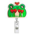 Valentines Day Love Frog Retractable Badge Holder Valentines Funny Retractable Badge Reel Cute Frog Name Tag Acrylic Alligator C
