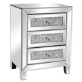 VINGLI Mirrored Nightstand with 3 Drawers Modern End Table Bed Side Table with Mirrored Finish, 17.72-inch W x 13.78-inch D x 23