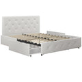 DHP Dakota Upholstered Platform Bed with Underbed Storage Drawers and Diamond Button Tufted Headboard and Footboard, No Box Spri