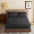 100% Egyptian Cotton Fitted Sheet Black, 600 Thread Count, 8-16'' Deep Pocket Sheet, Soft & Elastic Sateen Weave Bottom Sheet Fo