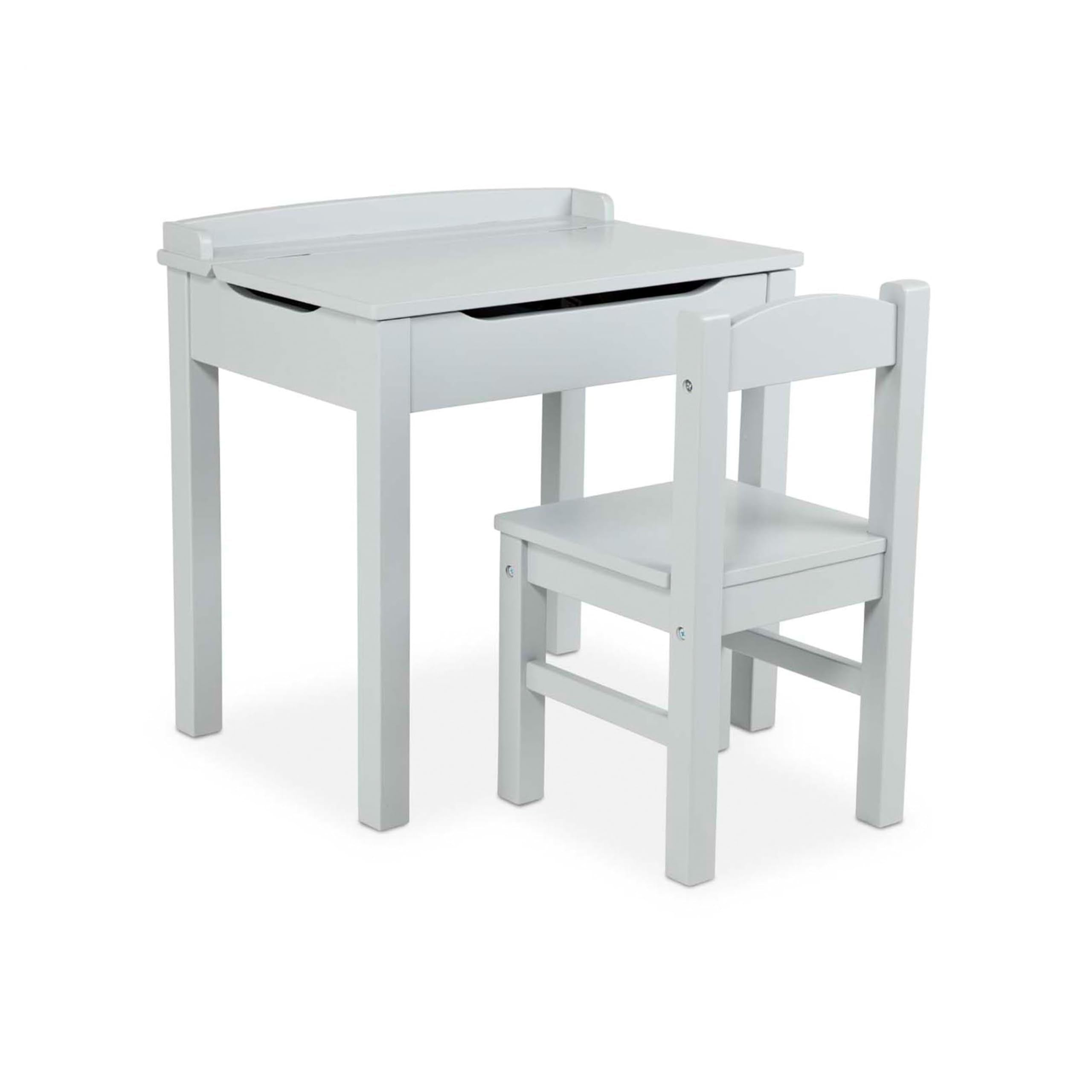 Melissa & Doug Wooden Lift-Top Desk & Chair - Gray , Grey