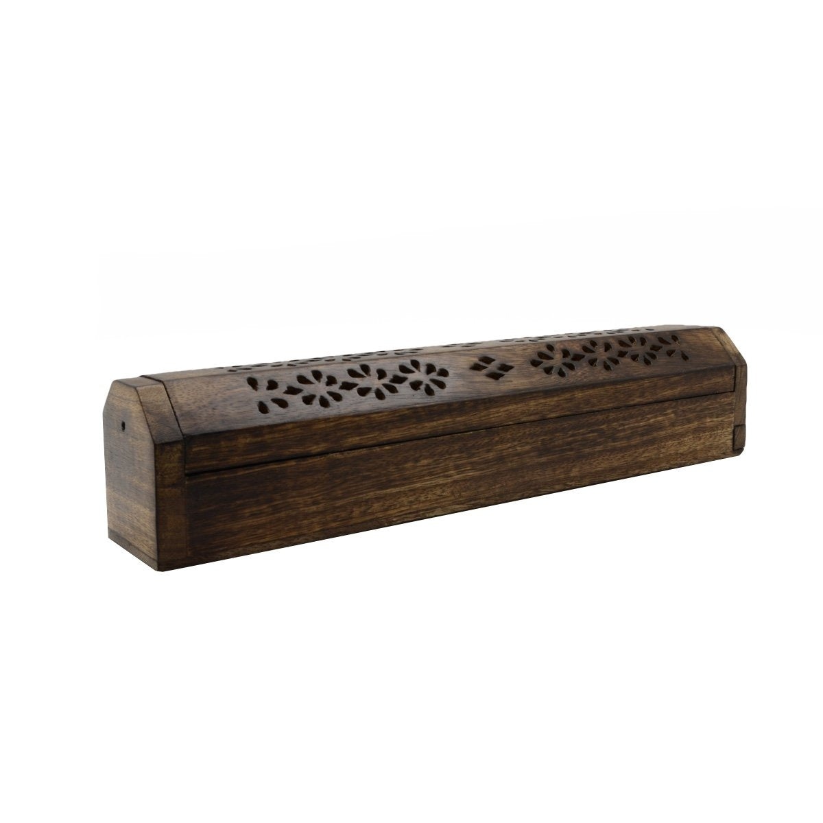 Treasure Gurus Wooden Coffin Incense Stick Cones Burner and Sticks Holder Box