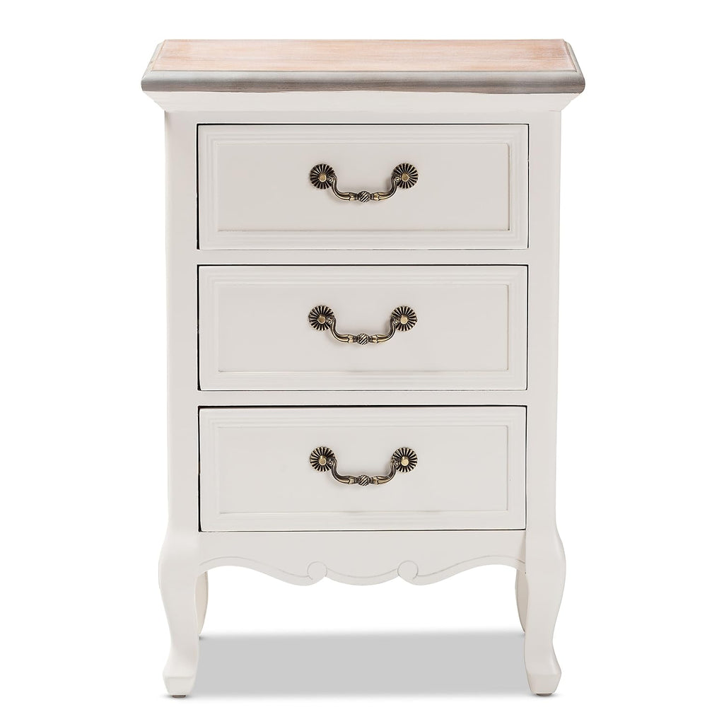Baxton Studio Capucine 18.9-inch W x 13.6-inch D End Table, White and Oak (151-9205-HiT)