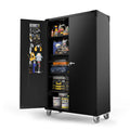VINGLI Upgraded Wide & Deep Garage Storage Cabinet, Metal Storage Cabinet with Pegboards, Wheels, Locking Doors and Adjustable S