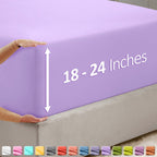 Nestl Lavender Twin Xl Fitted Sheet Only, Extra Deep Pocket Fitted Bed Sheet, 1800 Microfiber Xl Twin Fitted Sheet, Ultra Soft Fitted Sheet Twin Xl Fits Up To 24 Inch Mattress