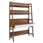 Modway Bixby Home Office Desk With Bookshelf In Walnut White