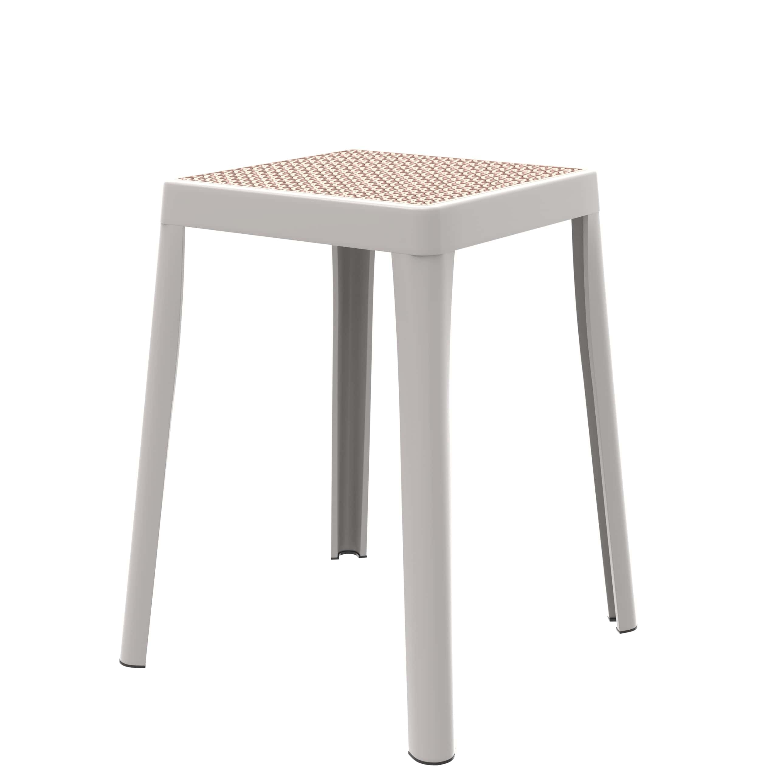 Tresse Series Stackable Poly Stool With Wicker Top 12 in White