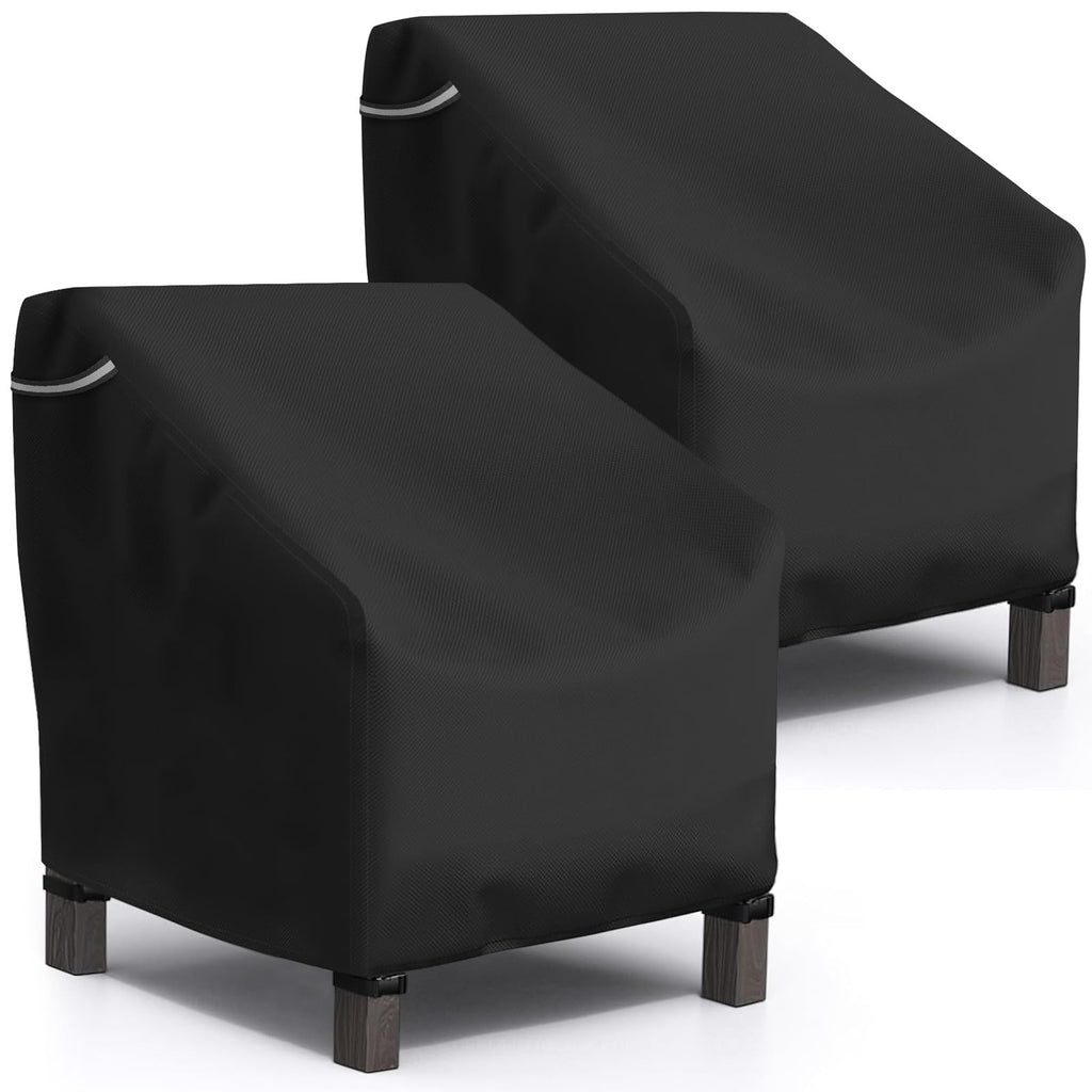 Startwo Patio Chair Covers 2 Pack Outdoor Furniture Covers Waterproof Fit For 38'W X 31'D X 29'H,Heavy Duty Lawn Chair Covers For Lounge Deep Seat, Black