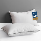 Dwr Goose Feather Down Pillow For Sleeping 2 Pack, Queen Size Organic Cotton Hotel-Style Bed Pillow Inserts, Soft Medium Pillow