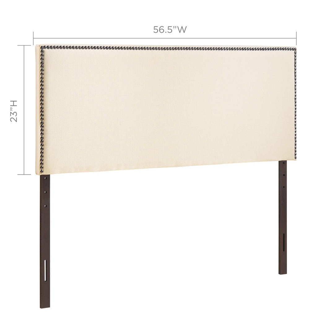 Modway Region Linen Fabric Upholstered Queen Headboard in Ivory with Nailhead Trim