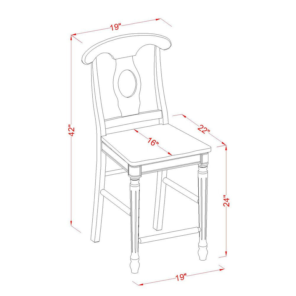 East West Furniture FAKE7H-BLK-W 7 Piece Counter Height Dining Set Consist of a Square Kitchen Table with Pedestal and 6 Dining Chairs, 54x54 Inch, Black & Cherry