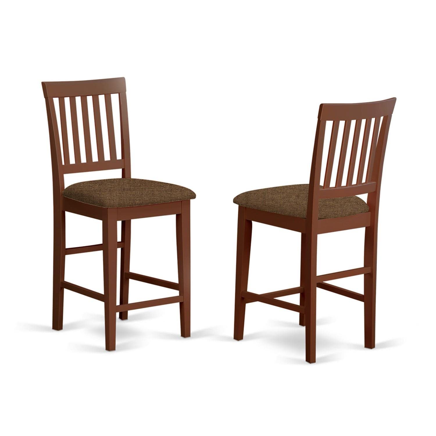 East West Furniture BUVN3-MAH-C Buckland 3 Piece Kitchen Counter Height Dining Set Contains a Rectangle Pub Table and 2 Linen Fabric Upholstered Chairs, 30x48 Inch, Mahogany