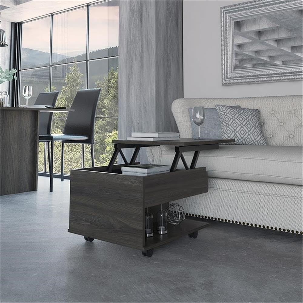 TUHOME Luanda Lift Top Coffee Table Engineered Wood Coffee Tables in Brown