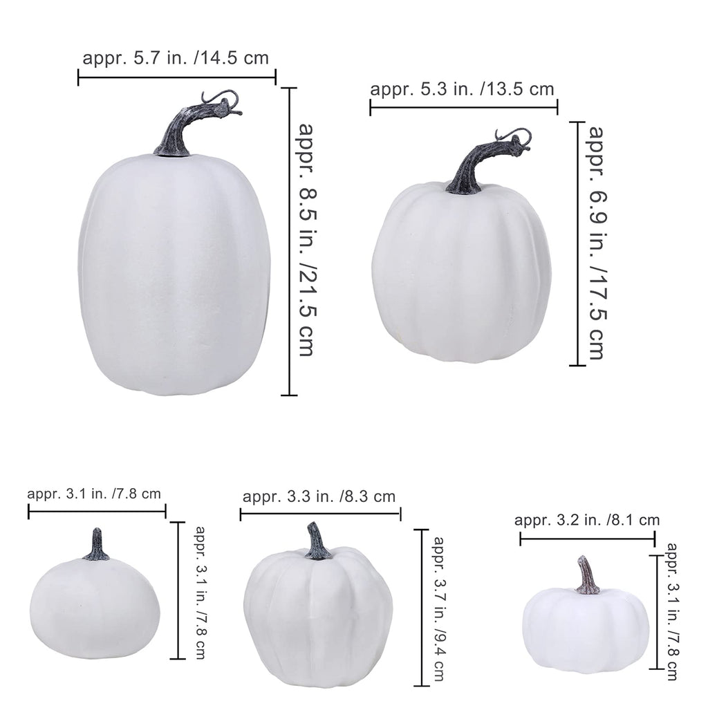 14 Pcs Assorted Harvest Artificial White And Pink Pumpkins Decorative Pumpkins Faux Foam Pumpkins For Farmhouse Fall Halloween H