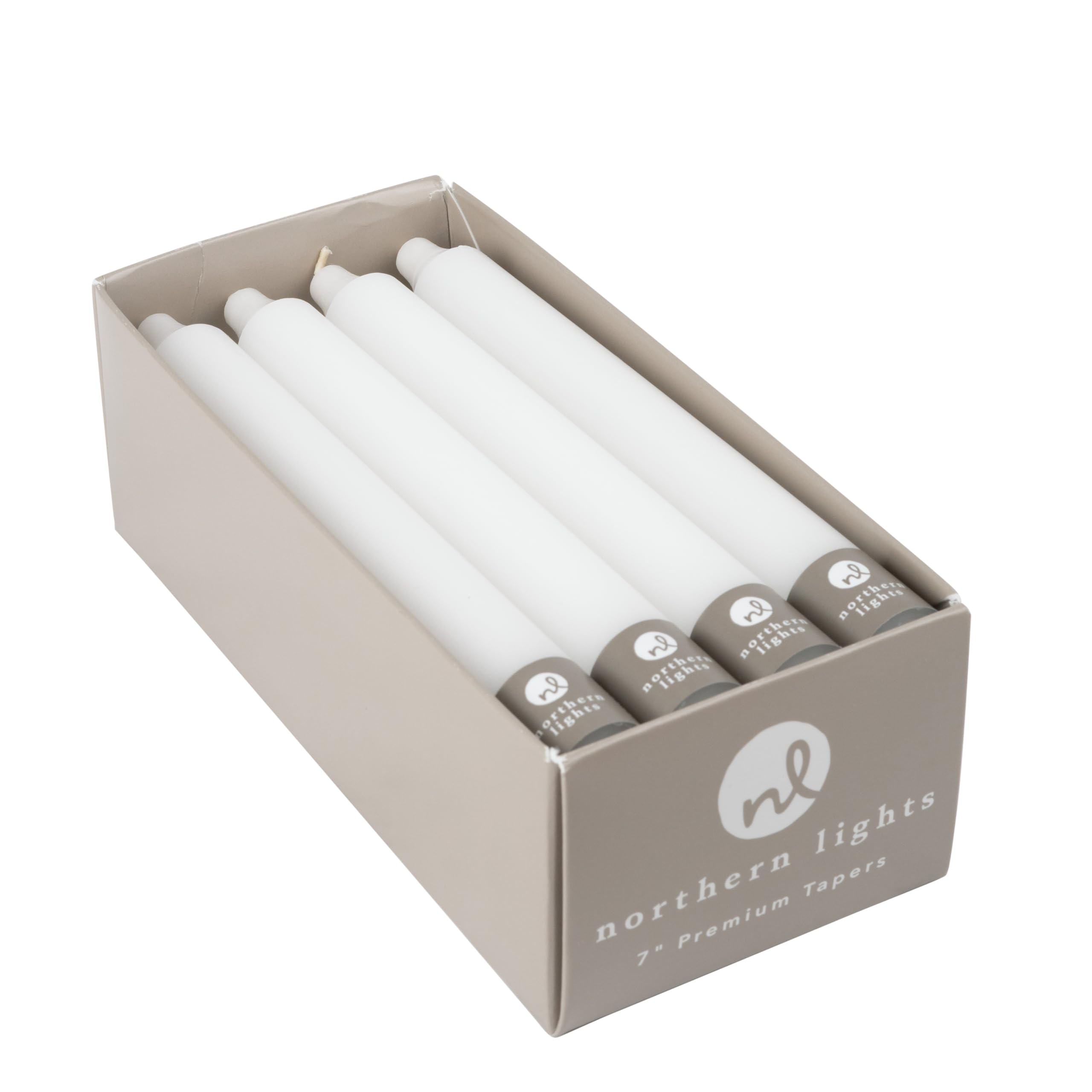 Northern Lights Candles - 7 12pk Tapers - Pure White - 71724