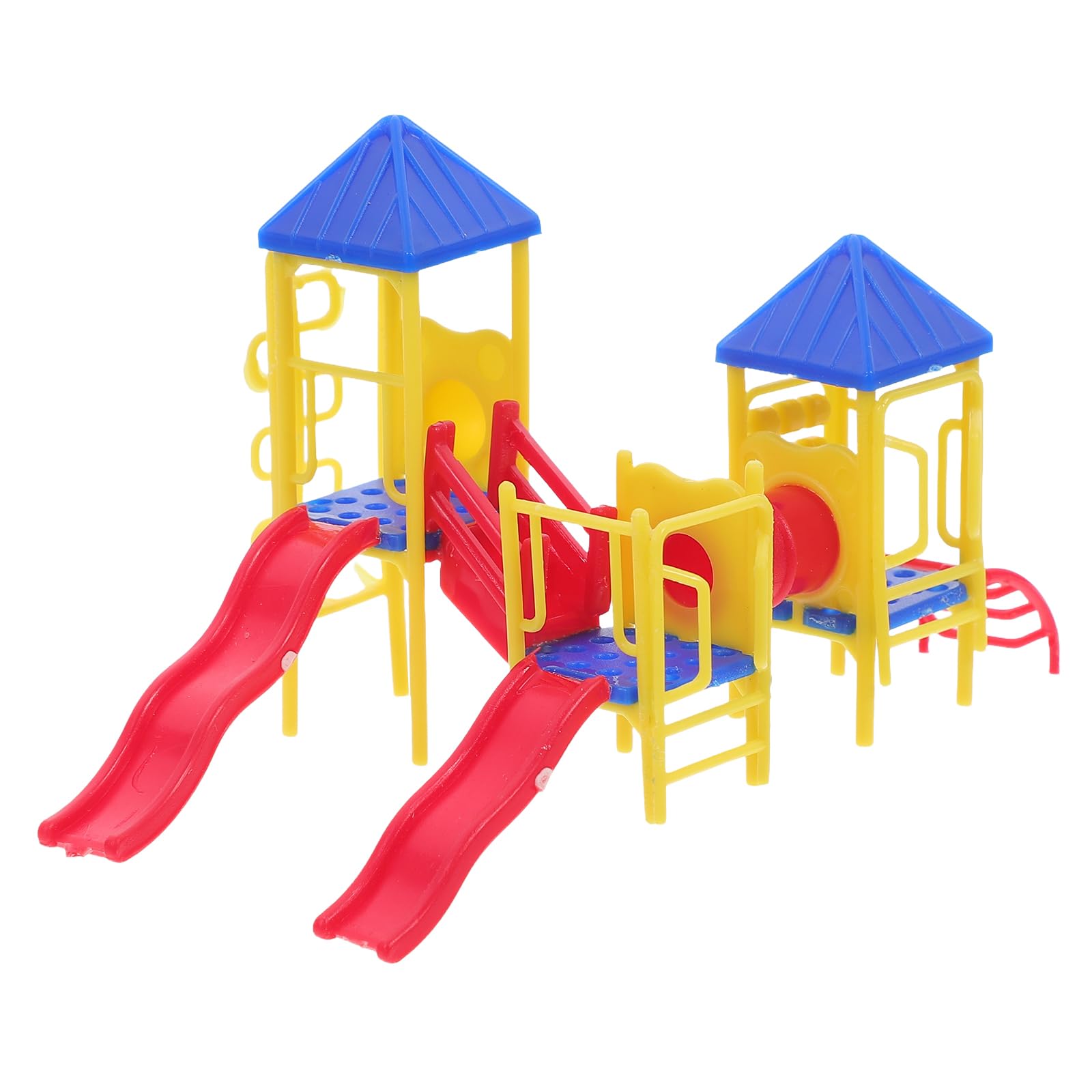 Garneck Miniature Dollhouse Playground Set with Slide Colorful Plastic Mini Playground for Dollhouse or Sand Table Doll House Cr