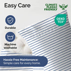 Extra Deep Pocket Split King Sheets - 5 Piece Breathable & Cooling Bed Sheets - Hotel Luxury Bed Sheet Set - Soft, Wrinkle Free & Comfy - Easily Fits Extra Deep Mattresses - Blue Striped Sheets Set