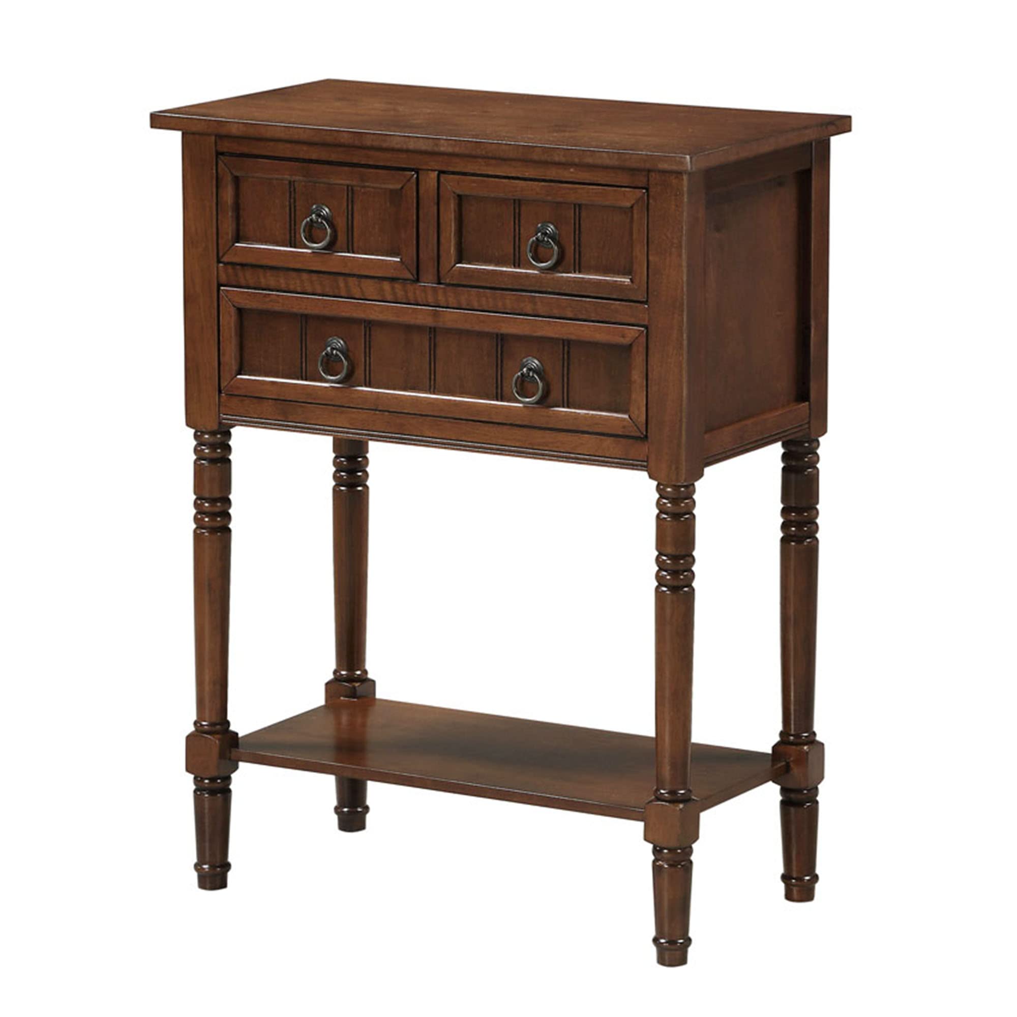 Convenience Concepts Kendra Entryway Hall Table 23.75 - 3 Storage Drawers, Traditional Console with Shelf for Decor, Office & Ha