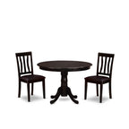 East West Furniture HLAN3-CAP-LC Boston 3-Piece Modern Set Contains a Round Table and 2 Faux Leather Kitchen Dining Chairs, 42x42 Inch, Cappuccino