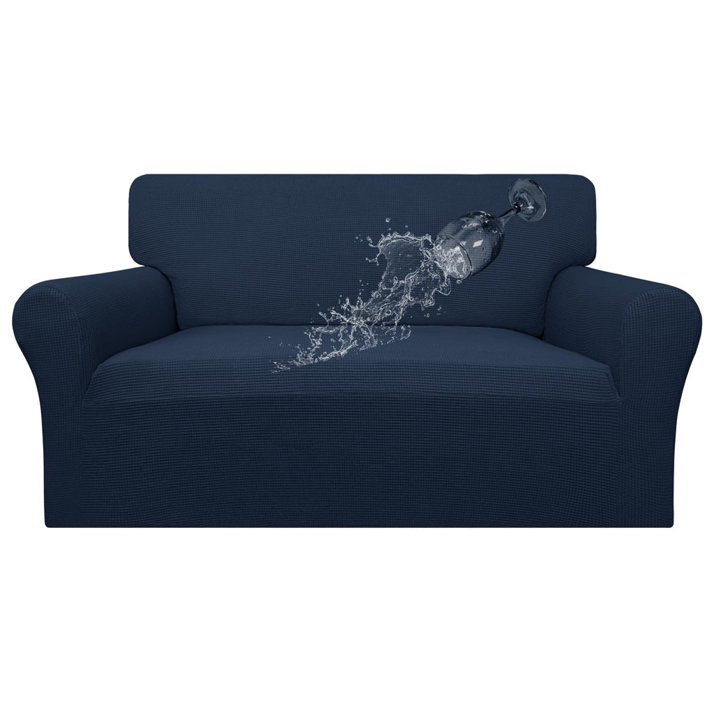 Easy-Going 100% Waterproof Oversized Loveseat Couch Cover, Dual Waterproof Sofa Cover, Stretch Jacquard Sofa Slipcover, Leakproof Furniture Protector For Kids, Pets, Dog And Cat, Dark Blue