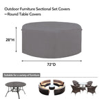 Easy-Going 600D Heavy Duty Round Patio Furniture Cover, Outdoor Table And Chair Set Cover, Waterproof Outdoor Sectional Furniture Set Cover (72'Diax 28'H, Grey)