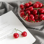 Baolaili 20Pcs Red Artificial Cherries, Fake Fruit Decor Simulation Cherry Model Lifelike Fruit Cherry Ornament, Home Kitchen Pa