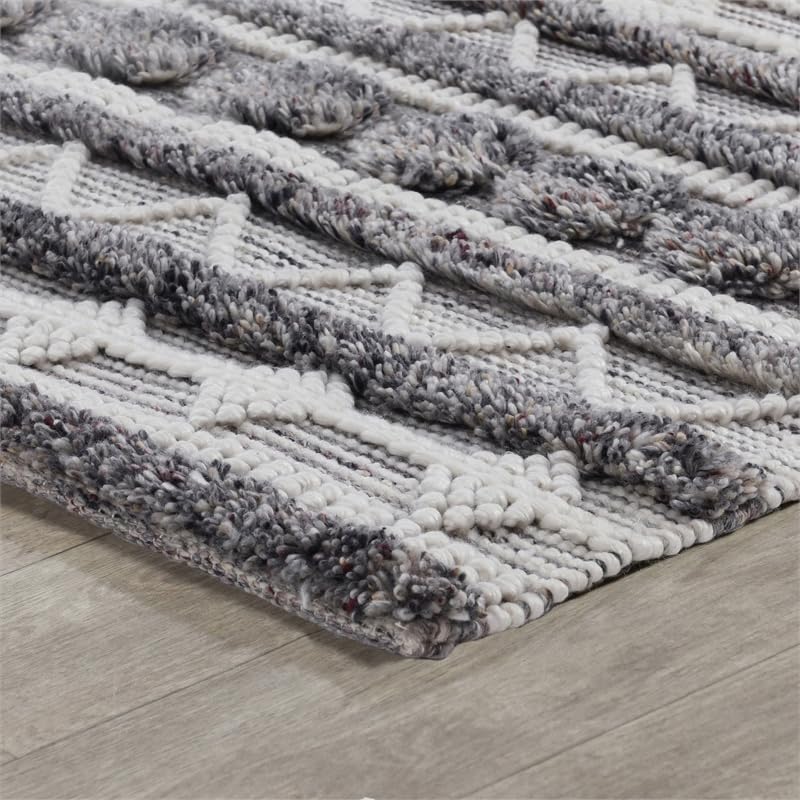 Kosas Home Tonopah 60 X 96 Geometric Polyester Fabric Area Rug In Ivory/Gray