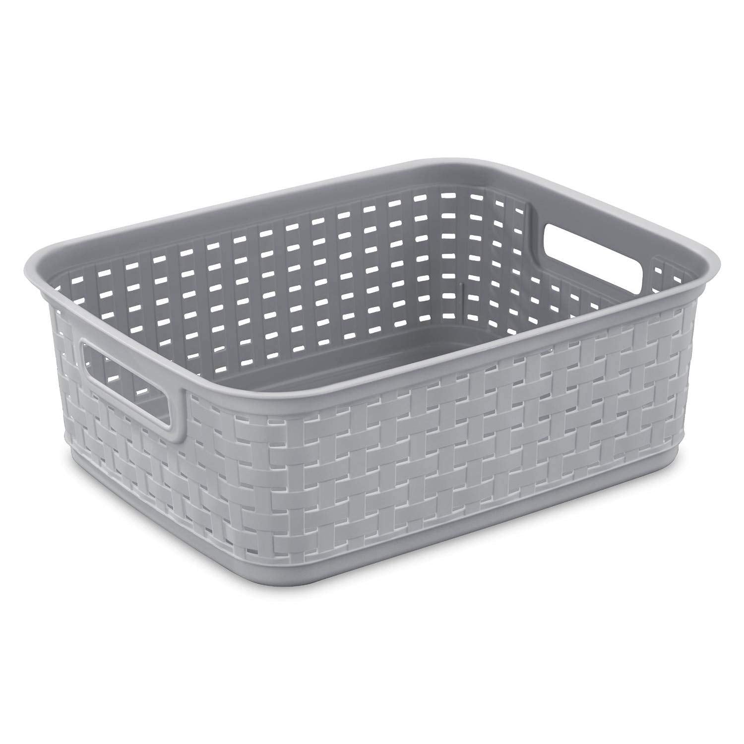 Sterilite Short Plastic Weave Storage Basket, Bin Organization for Countertops, Classroom, Tabletops and Shelves for Crafts, Jew