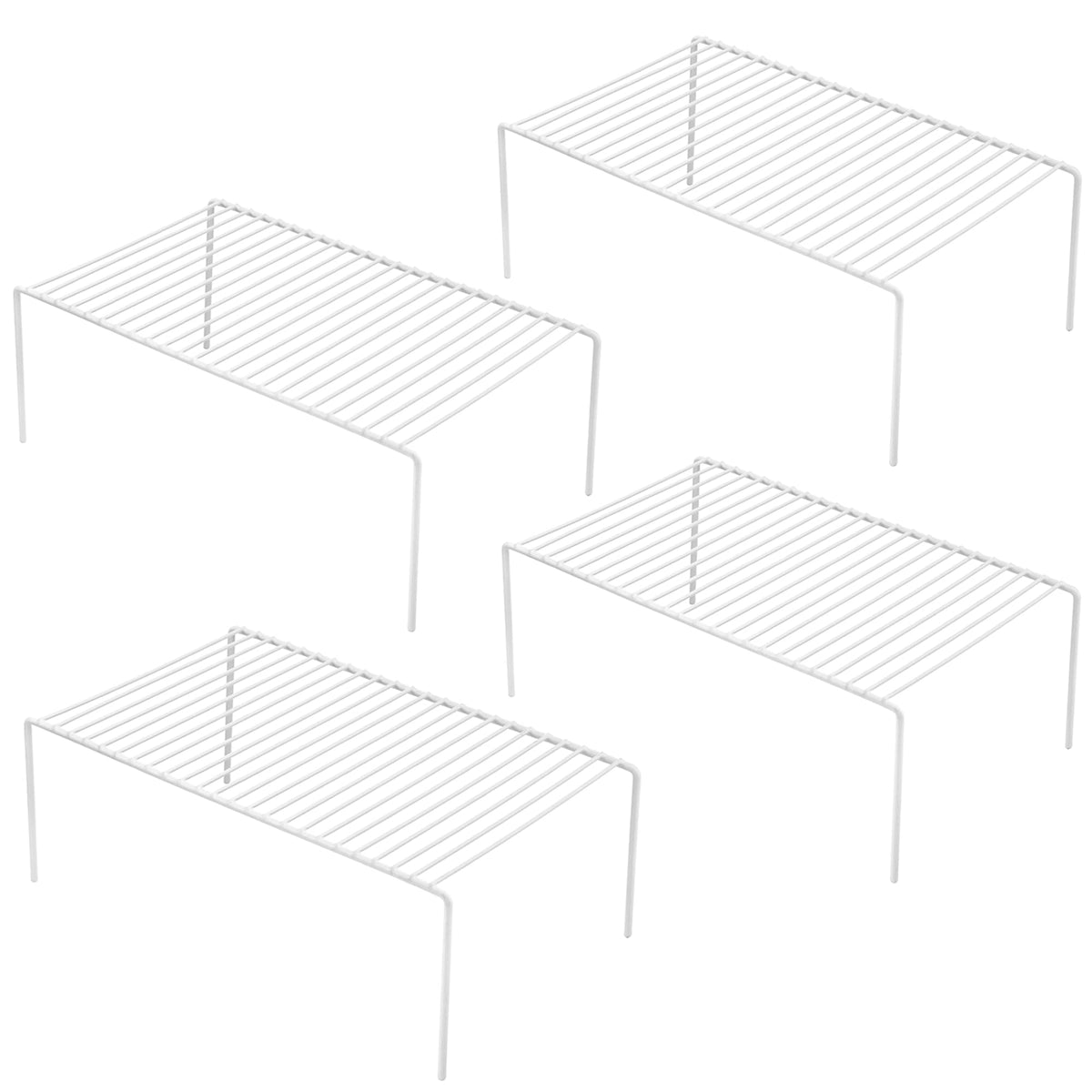 iPEGTOP Set of 4 Kitchen Cabinet Shelf Organizer, Medium (13 x 9.4 Inch) Bathroom Cabinet Organization Wire Shelf Rack, Rustproo