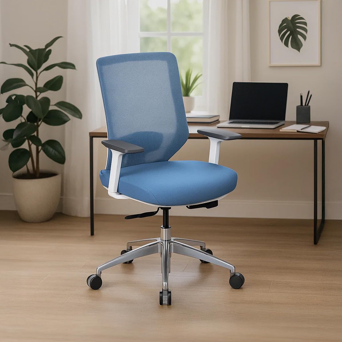 Nilkamal Poise Pro Mid Back Ergonomic Office Chair| Breathable Mesh Back| Adjustable Height | 3D Adjustable Pupadded Armrests |