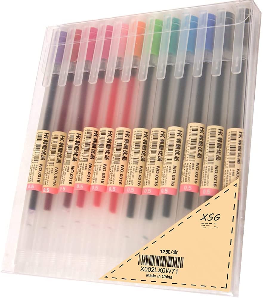 Xsg Premium Gel Ink Pen Fine Point Pens Ballpoint Pen 0.5Mm For Japanese Office School Stationery Supply 12 Packs