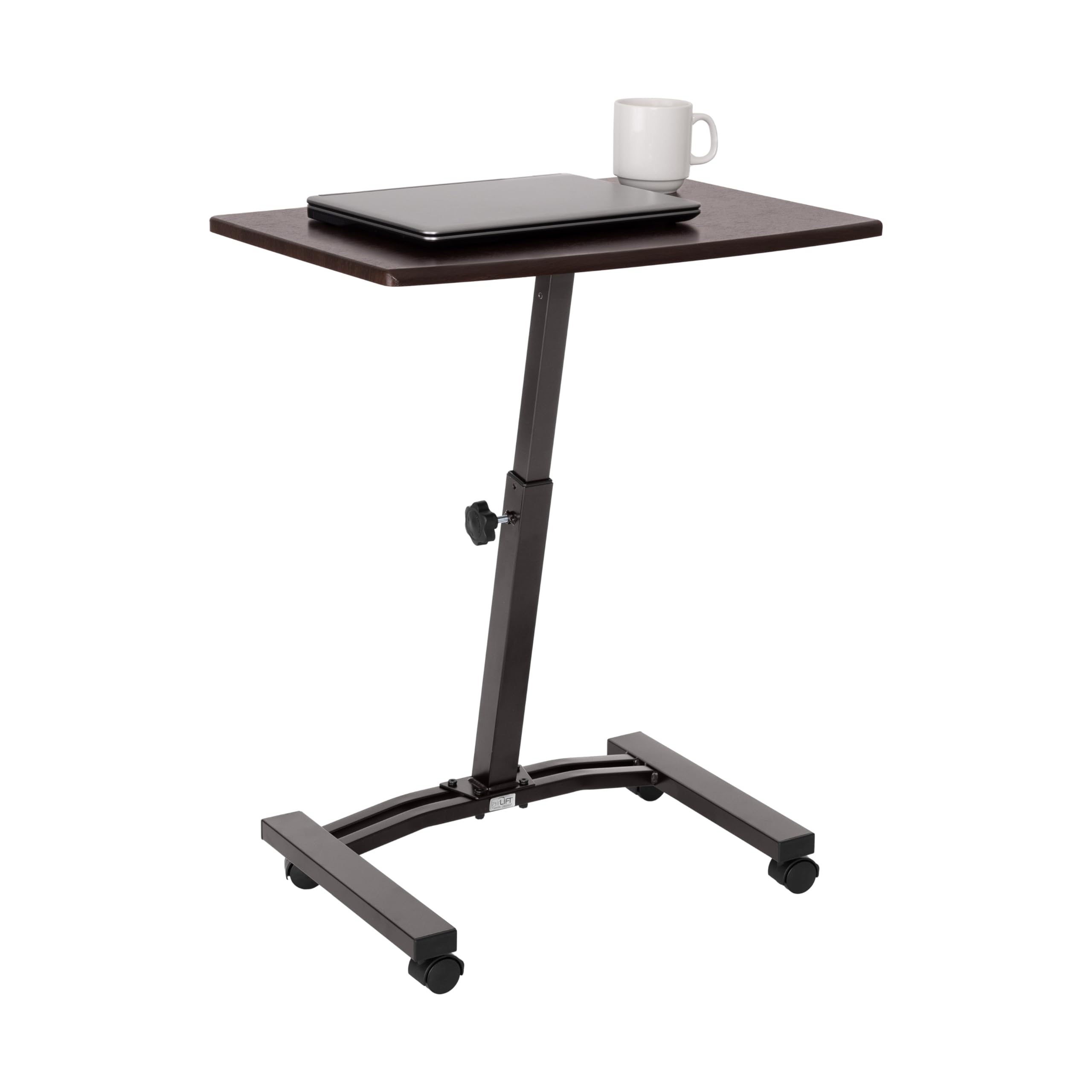 Seville Classics WEB162 Mobile Laptop Computer Desk Cart Height-Adjustable from 20.5 to 33, Slim, Walnut