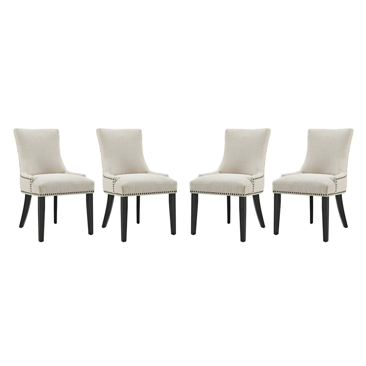 Modway Marquis Modern Upholstered Fabric Four Dining Chairs With Nailhead Trim In Beige