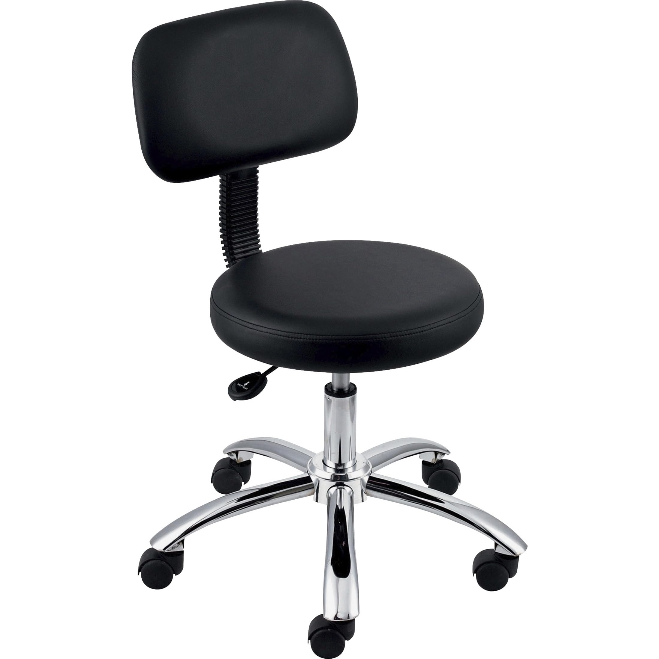 Lorell 69511 Pneumatic Height Stool, W/Back, 24-Inch X24-Inch X36-Inch , Black
