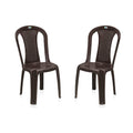 Nilkamal Plastic Chair For Living Room |Set Of 2 | 3 Year Warranty | For Home, Living Room, Outdoor | Weather Brown Colour | Chr