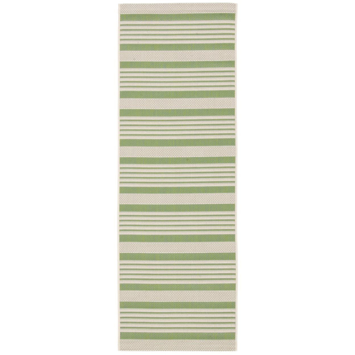 SAFAVIEH Courtyard Collection 2'3' x 12' Green/Beige CY6062 Stripe Indoor/ Outdoor Patio Backyard Mudroom Runner Rug