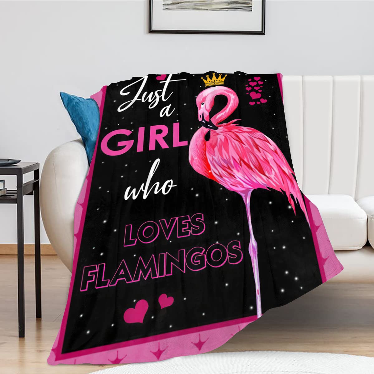 Just A Girl Who Loves Flamingos Blanket Cute Flamingos Decor Throw Blanket Gifts For Girls Super Warm Soft Plush Lightweight Fle
