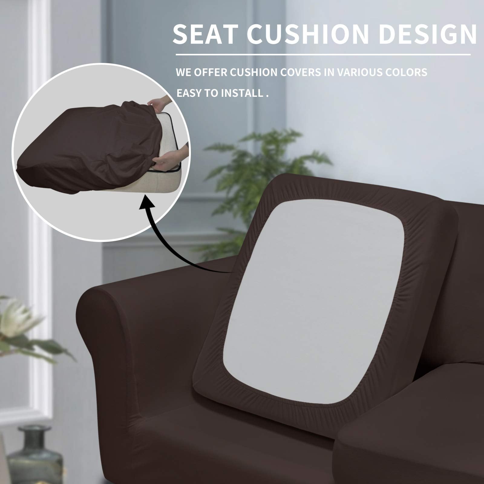 Easy-Going 4 Pieces Oversized Stretch Soft Couch Cover For Dogs - Washable Sofa Slipcover For 3 Separate Cushion Couch - Elastic Furniture Protector For Pets, Kids Chocolate