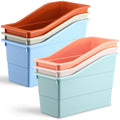 Affrolling 6 Packs Book Bins for Classroom Plastic Book Binder Holders Vertical Organizer Baskets Storage Boxes for Classroom Li