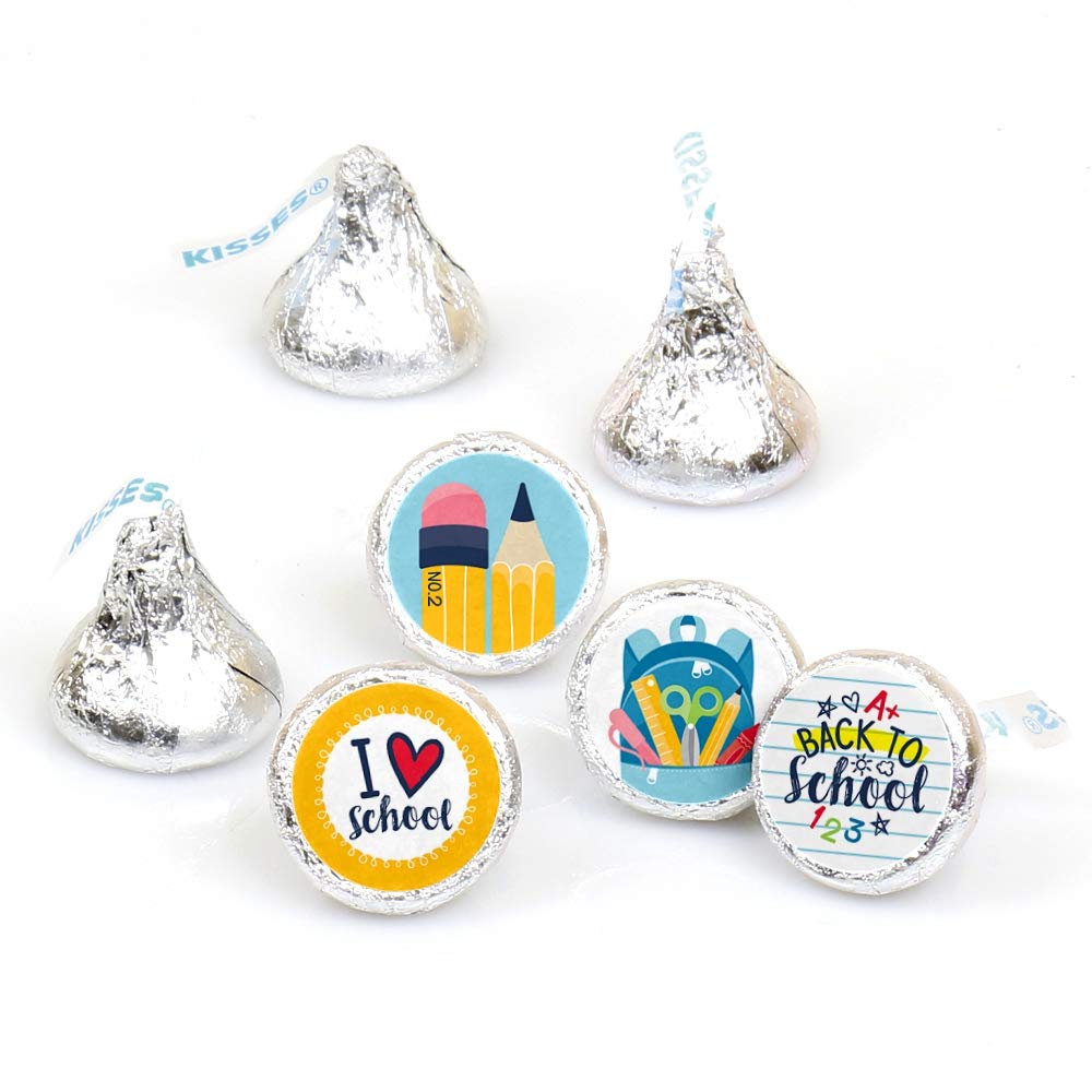 Big Dot of Happiness Back to School - First Day of School Classroom Decorations Round Candy Sticker Favors - Labels Fit Chocolat