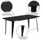 Flash Furniture Charis Commercial Grade 31.5" X 63" Rectangular Black Metal Indoor-Outdoor Table