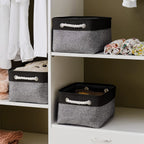 Thewarmhome Storage Basket For Organizing - 14X10X7 Inch Medium 3 Pack Collapsible Storage Bin For Shelves With Rope, Fabric Sto