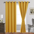 Jiuzhen Blackout Curtains With Tiebacks - Thermal Insulated, Light Blocking And Noise Reducing Grommet Curtain Drapes For Bedroom And Living Room, Set Of 2 Panels, Yellow, 52 X 84 Inch Length