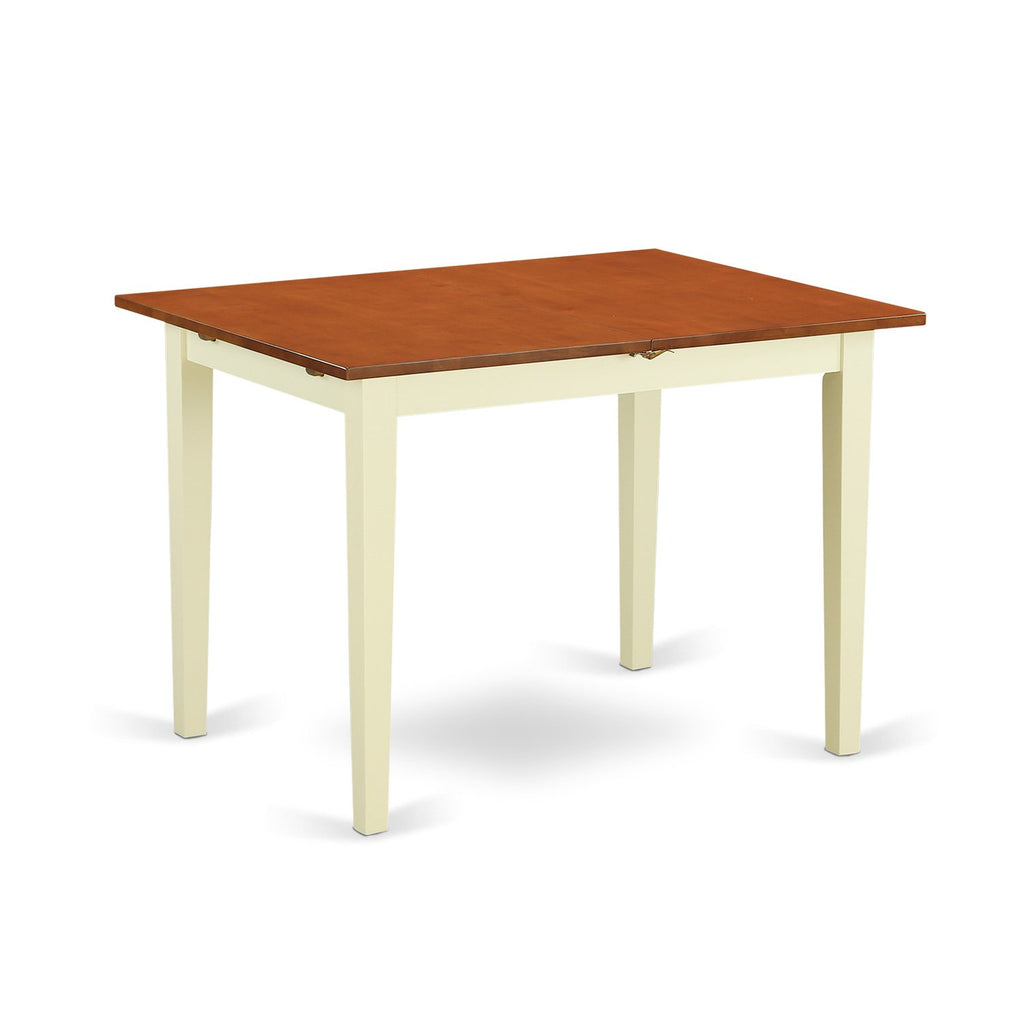 East West Furniture NOAN5-WHI-W 5 Piece Kitchen Table & Chairs Set Includes a Rectangle Dining Room Table with Butterfly Leaf and 4 Dining Chairs, 32x54 Inch, Buttermilk & Cherry