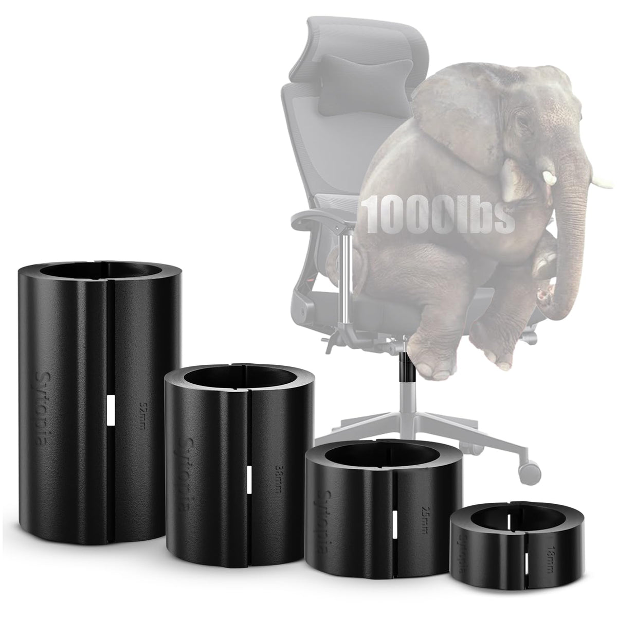 Sytopia Fix Sinking Office Chairs, 4 Pieces Clamps Chair Height Extenders, Stop Gas Cylinder Sliding Down, No Tools Required, Up To 5 Inches, Heavy Duty 1000 Lbs Fit For 95% Swivel Cylinder Piston