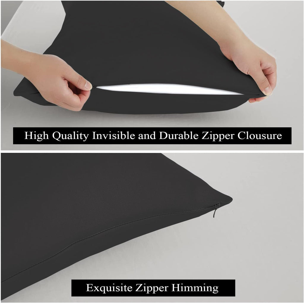 100% Egyptian Cotton Pillow Protectors Set Of 4, 600 Thread Count Standard Size Bed Pillow Cases With Zipper, Sateen Weave Cooli