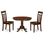 East West Furniture HLCA3-MAH-W 3 Piece Kitchen Table Set for Small Spaces Contains a Round Dining Room Table with Pedestal and 2 Dining Chairs, 42x42 Inch, Mahogany